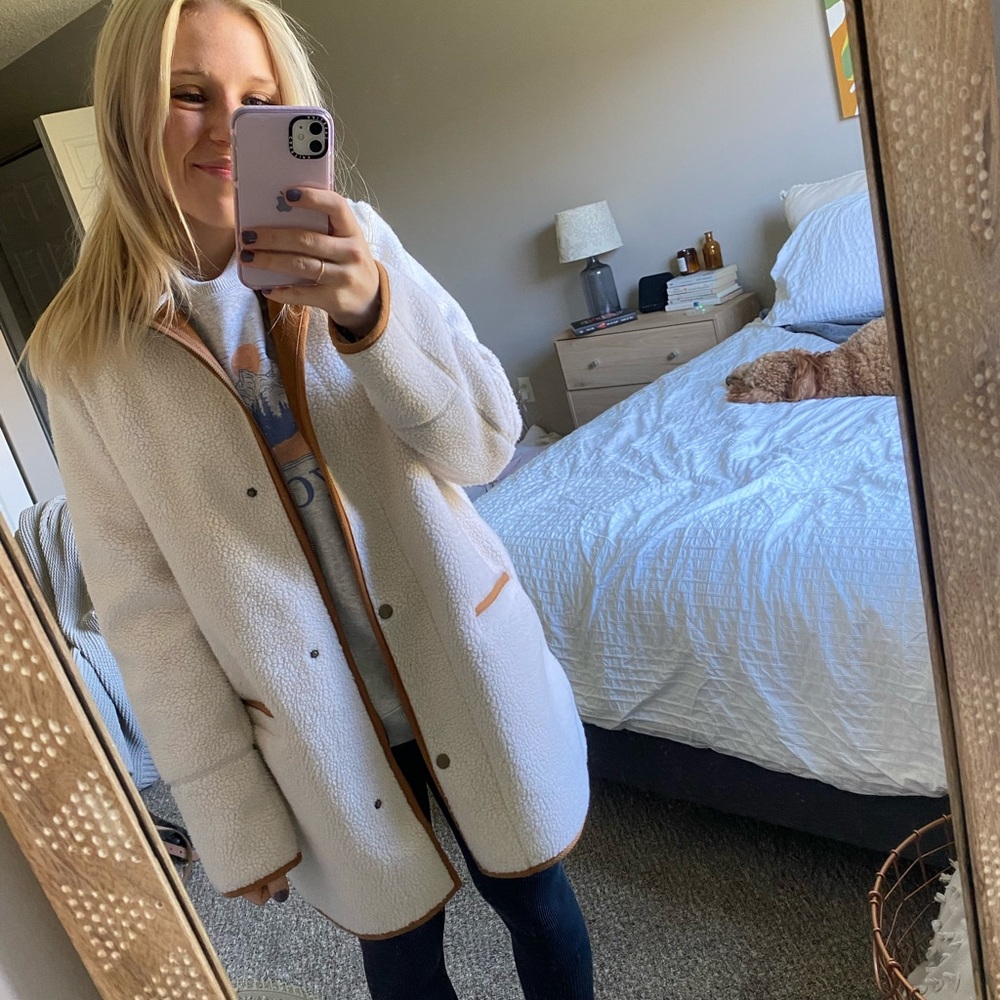 Old Navy Cream and Brown Teddy Jacket